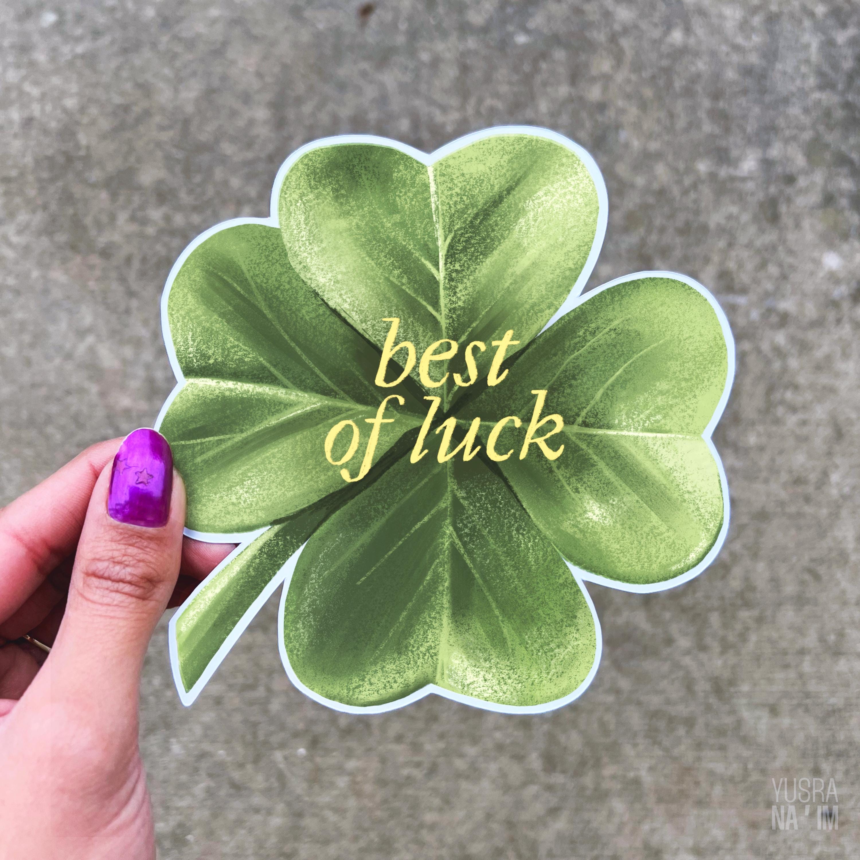 Best of Luck: Four leaf clover-shape card