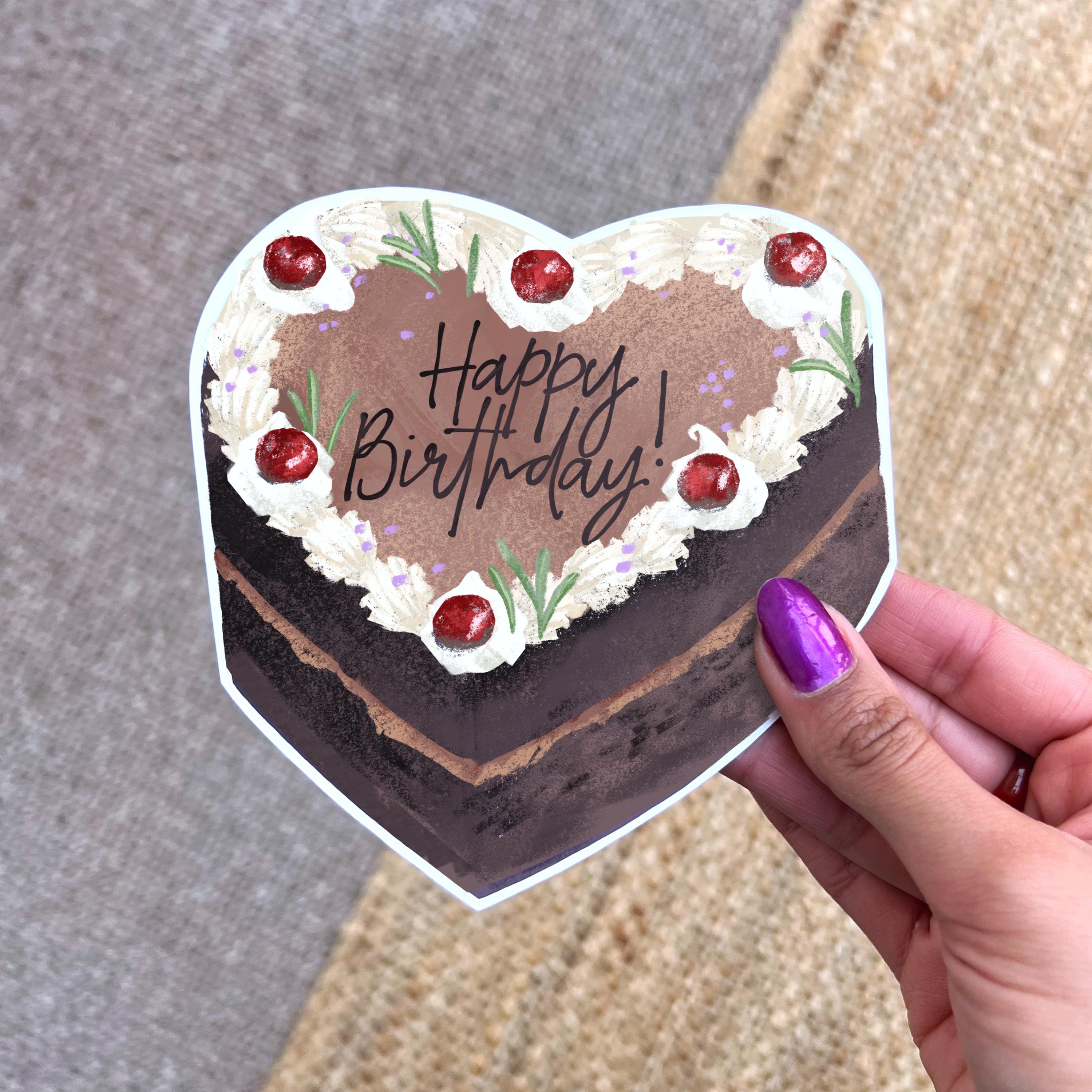 Happy Birthday | Heart cake-shape card