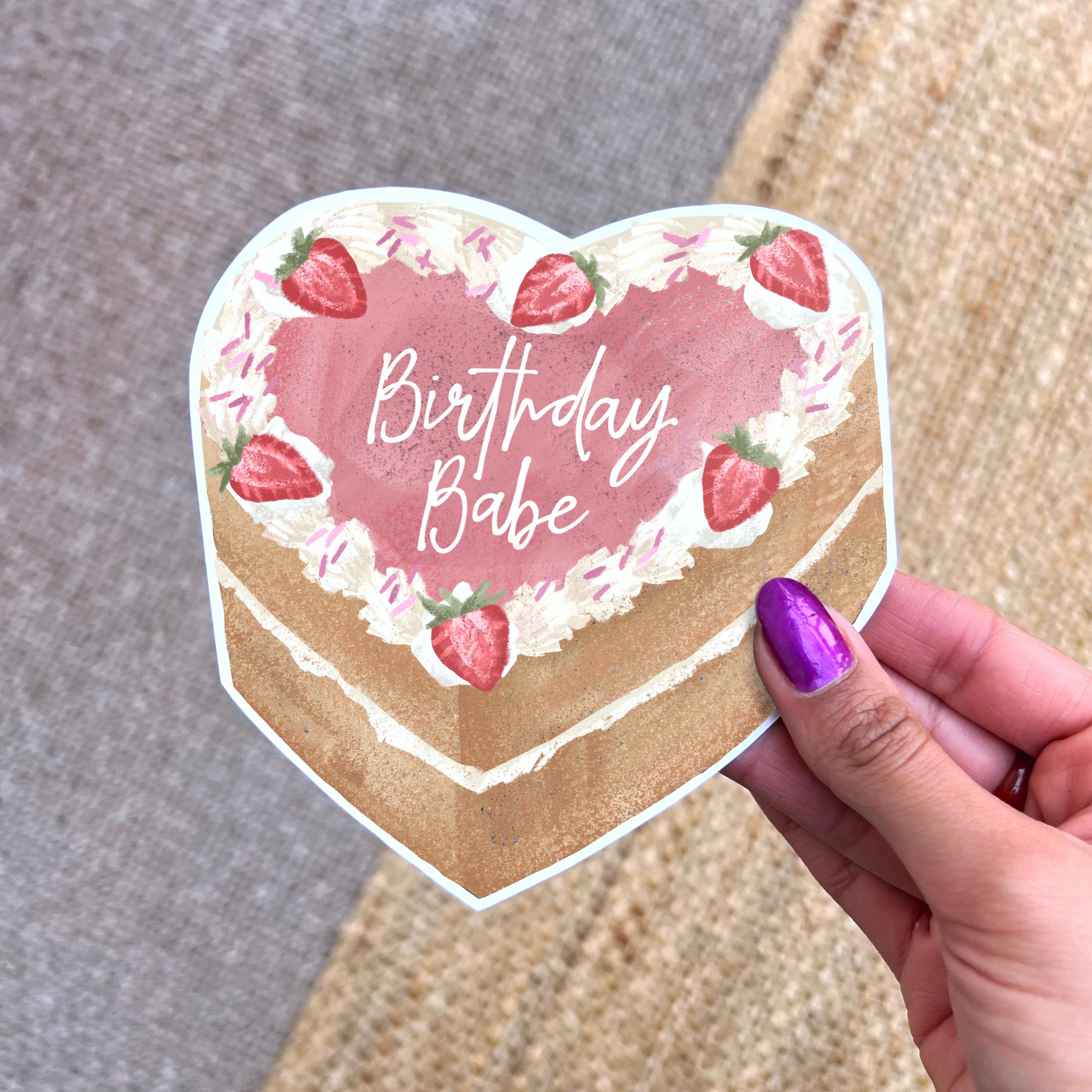 Birthday Babe | Heart cake-shape card