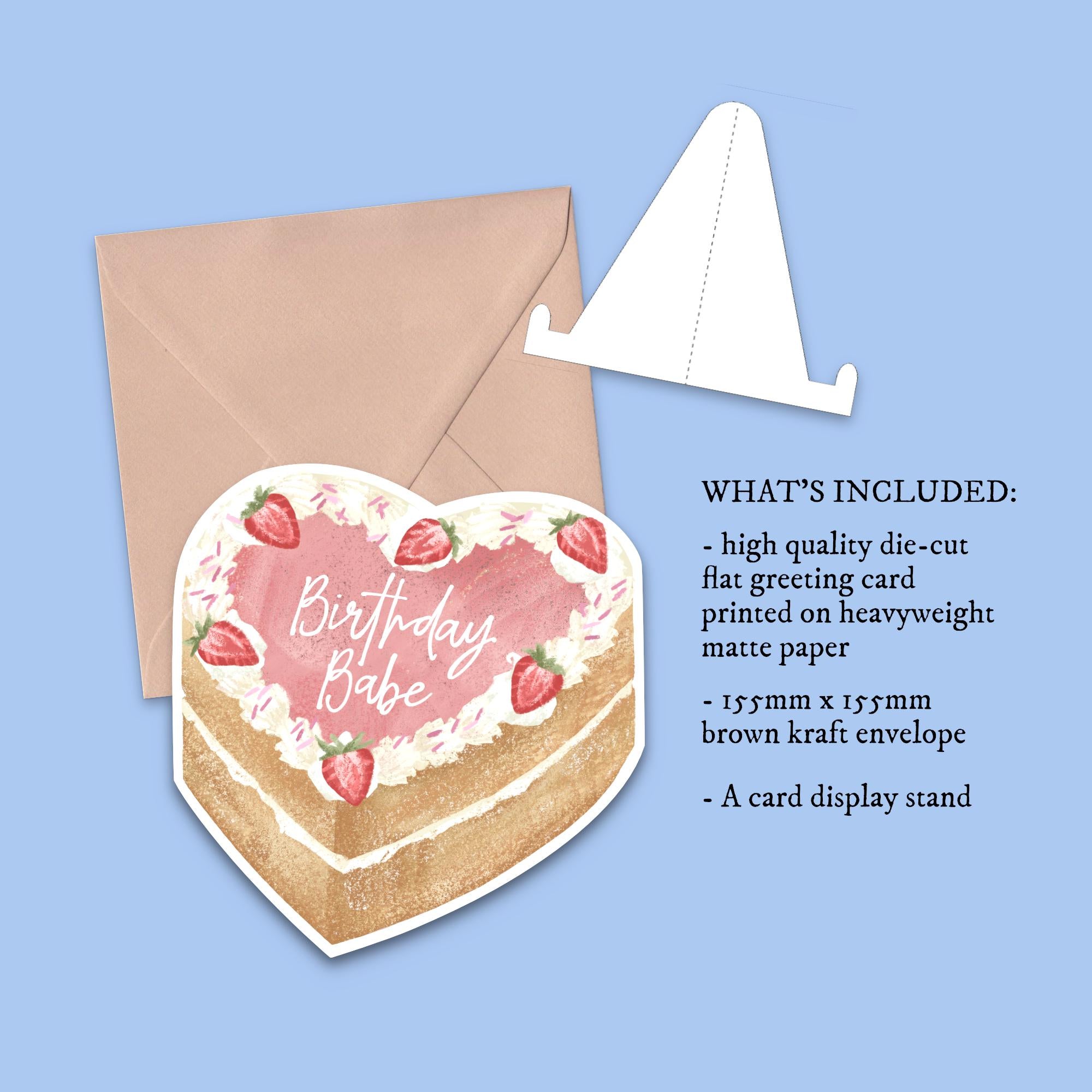 Birthday Babe | Heart cake-shape card